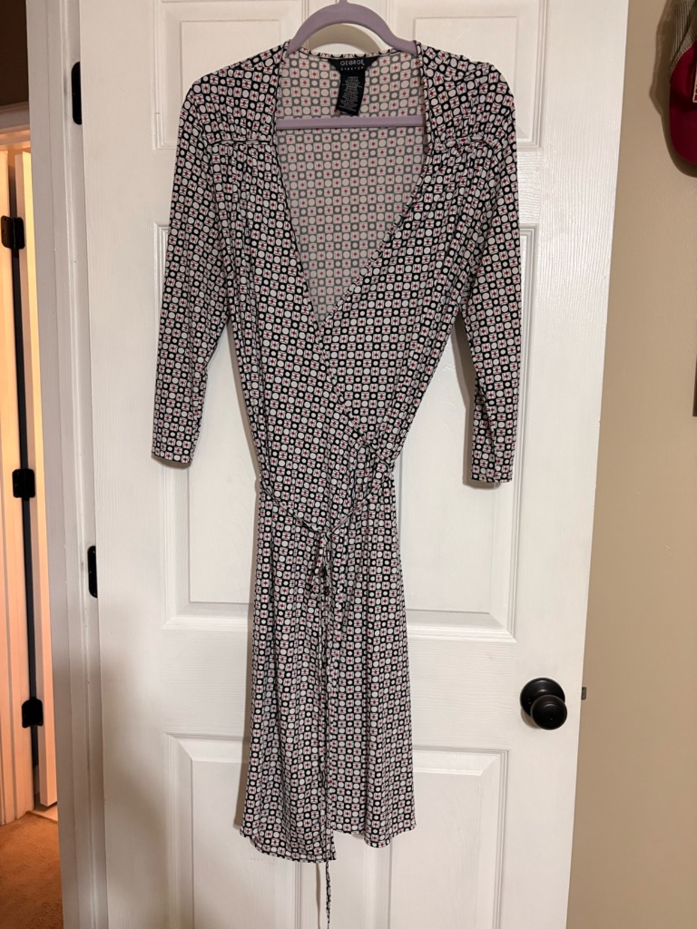 George Black and Red Geometric Wrap Dress
